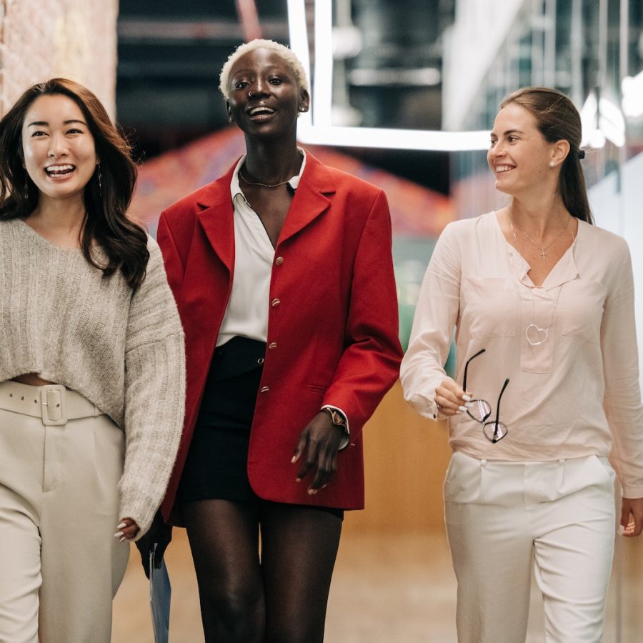 Successful multiethnic business colleagues in modern office